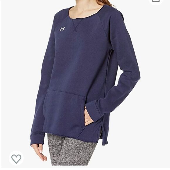Under Armour Hustle Fleece Crew Sweatshirt Women’s Sz S Navy NWT - Picture 2 of 6